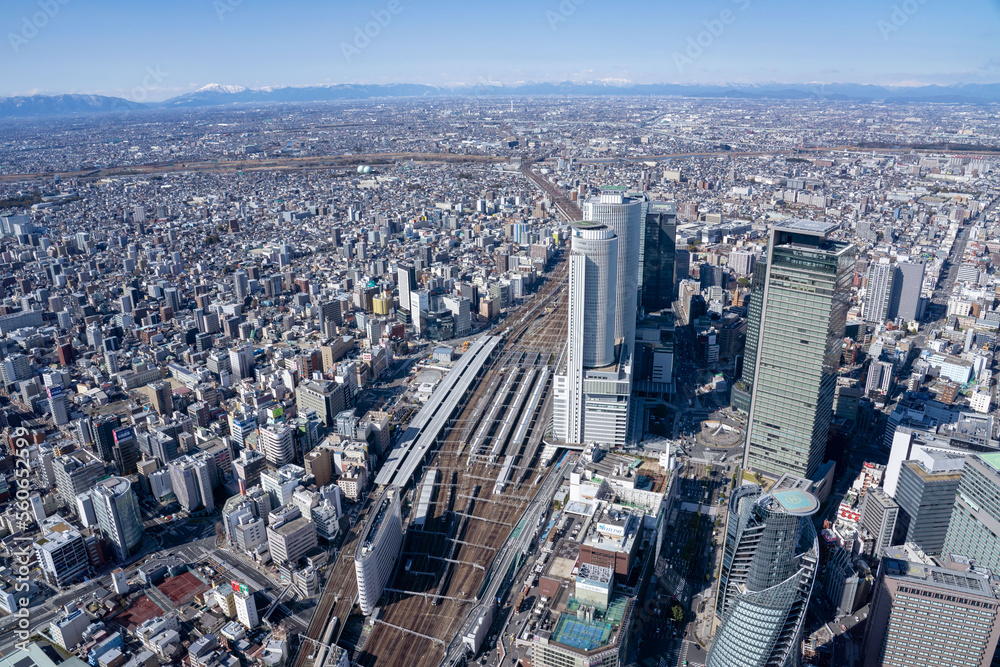 Fototapeta premium 空撮 名古屋駅 線路