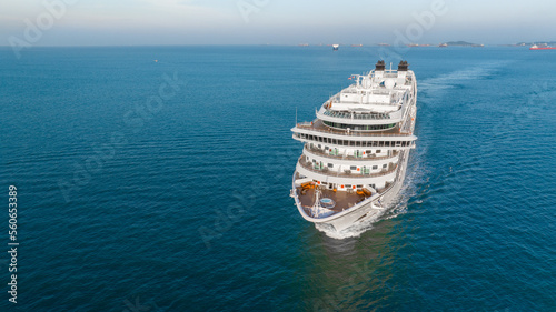 VALENTINE’S DAY CRUISES. Cruise Ship, Cruise Liners beautiful white cruise ship above luxury cruise in the ocean sea at early in the morning time concept exclusive tourism travel on summer.