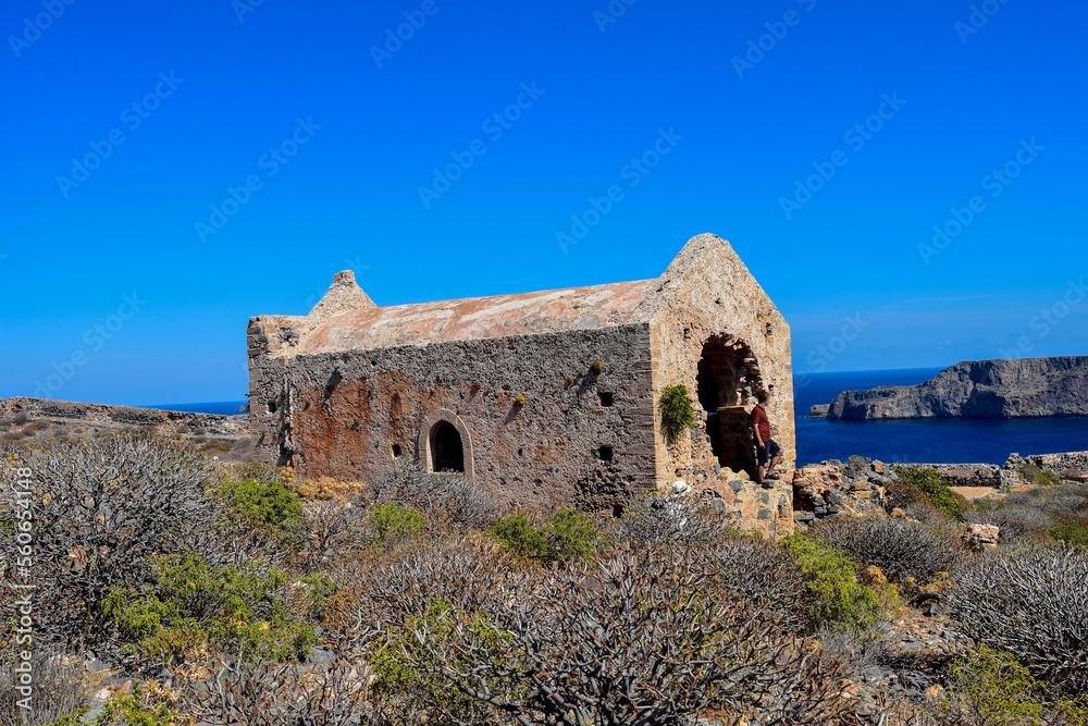 Ehemalige Festungskapelle auf der Insel Imeri Gramvousa, Kreta (Griechenland) 
