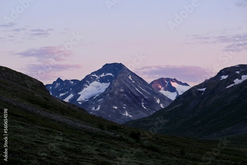 Beautiful mountain view from Visdalen valley, on Visa River, around Spiterstulen - Norwegian tourist hostel located in Jotunheimen Mountains,  Jotunheimen National Park photo