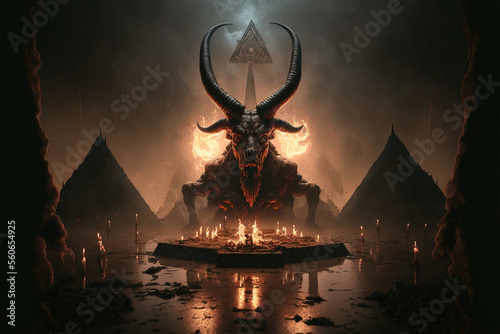 Obraz na plátne Generative AI illustration of devil in hell
