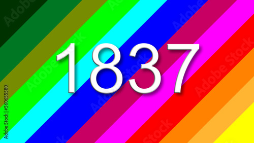 1837 colorful rainbow background year number