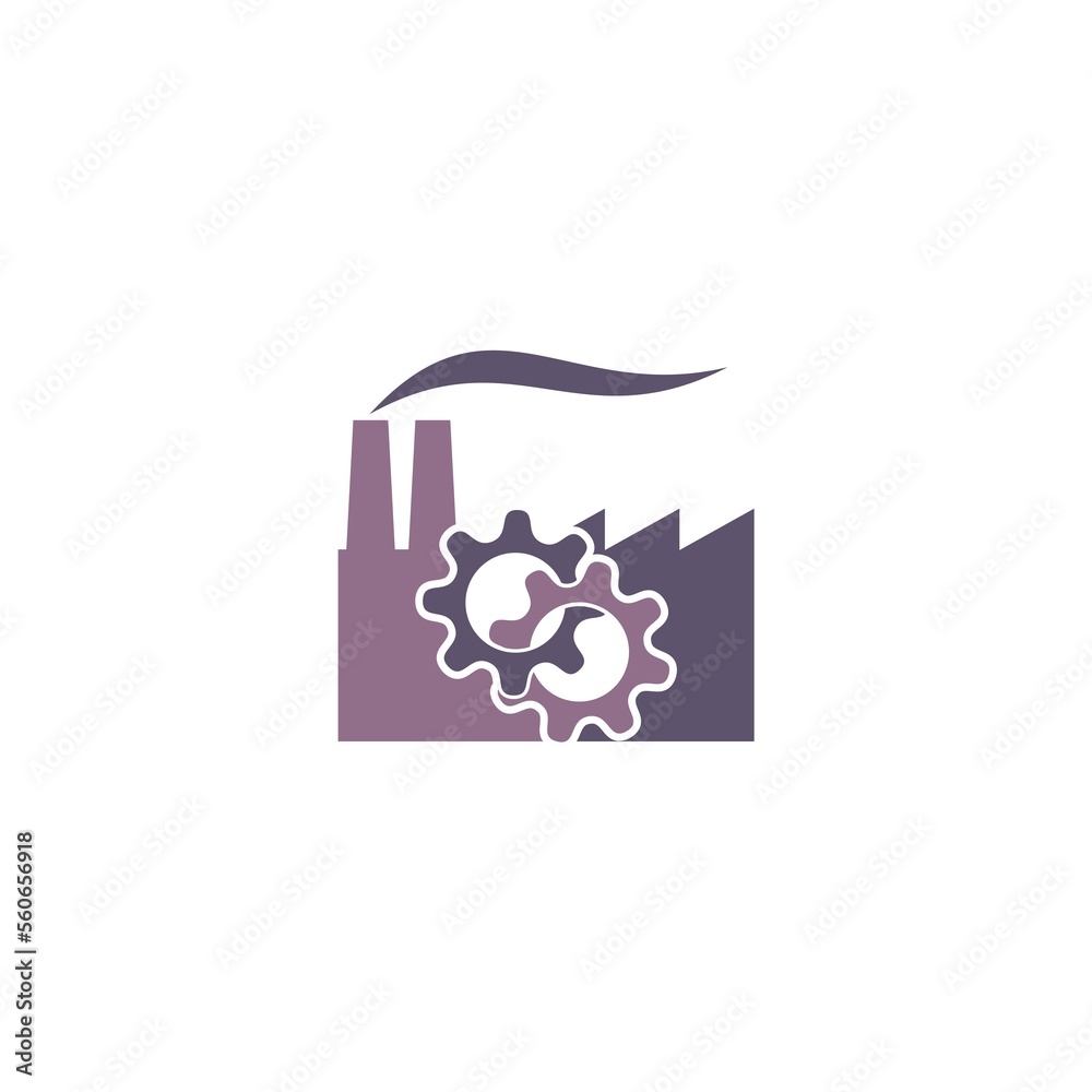 Factory With Gear Icon isolated on white background