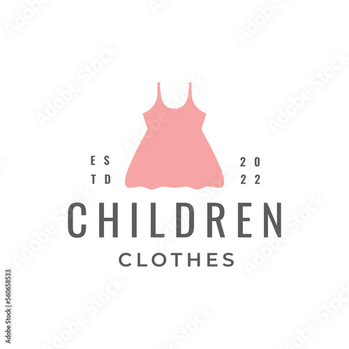 kids dress boutique fashion logo design cute clothes birthday illustration