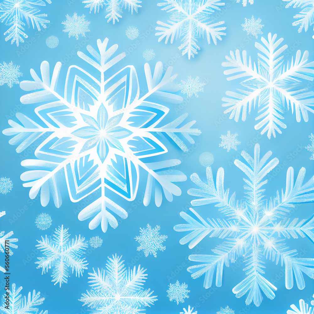 Blue Abstract Background with Snowflake. Generative AI Blue Abstract Background with Snowflake. Generative AI