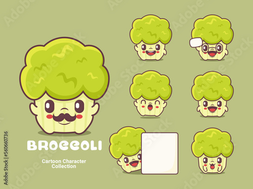 broccoli cartoon character vector illustration