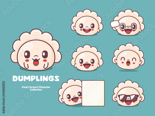 dumplings cartoon character food vector illustration