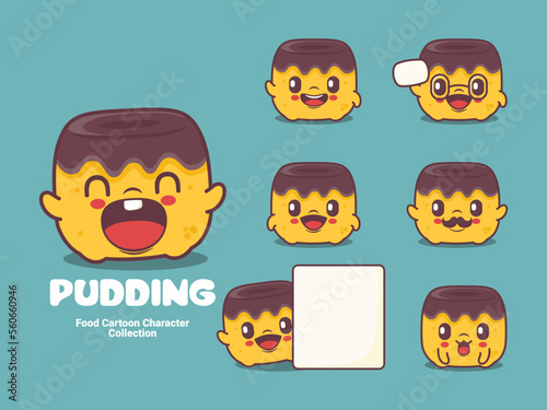 pudding cartoon character food vector illustration