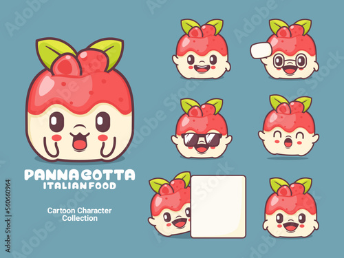 panna cotta cartoon character italian food vector illustration