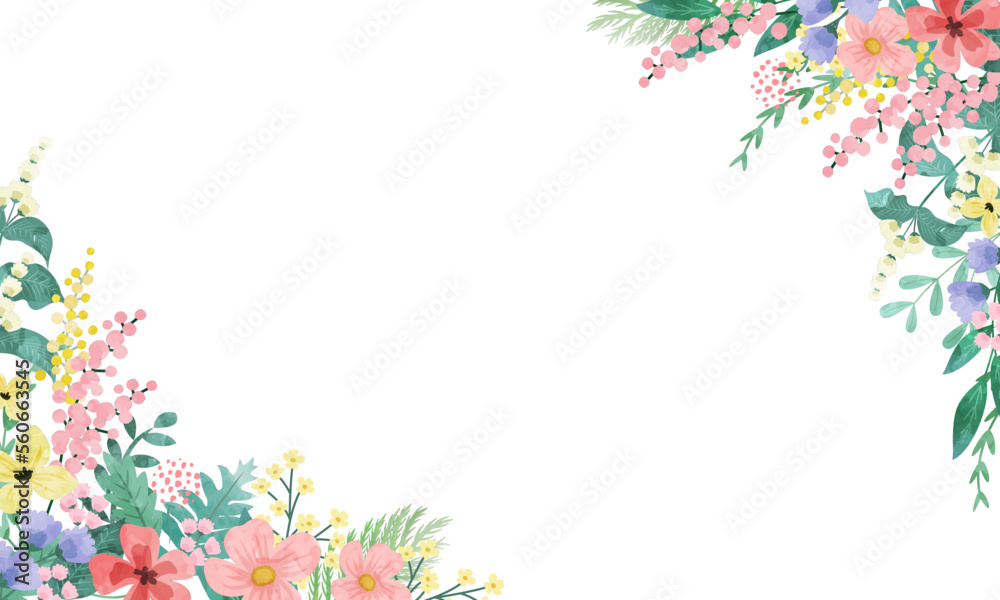 Floral and leaf card. watercolor design. For banners, posters, invitations, etc.