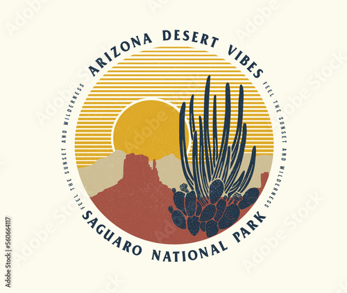 western desert logotype vector design, cactus desert print design, arizona desert sunset artwork photo