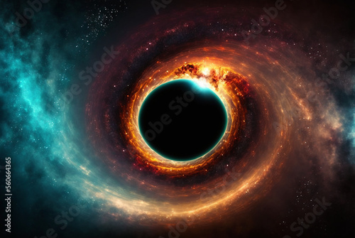 Generative ai black hole over star field in outer space.