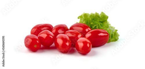 Fresh cherry tomatoes, isolated on white background.