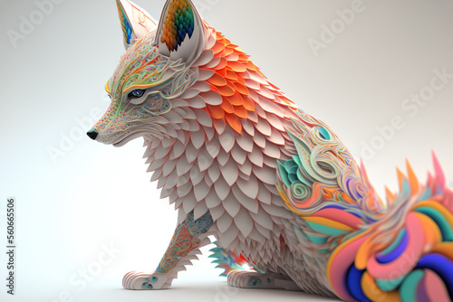 Abstract sitting fox in various shades AI © Terablete