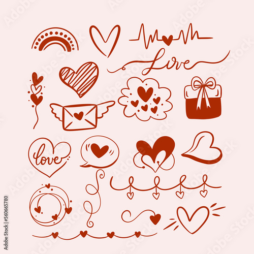 cute heart doodle element collection
