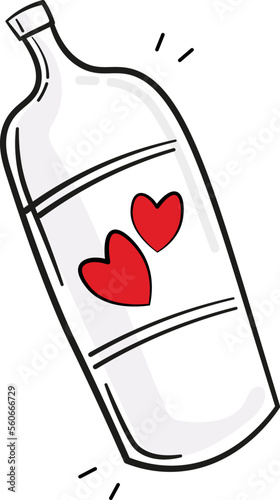 Love Potion Bottle. Secret elixir for love. Magic liquid. Valentines day vector graphic