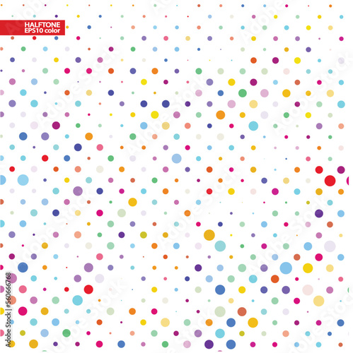 Halftone background from colored isolated dots on white 