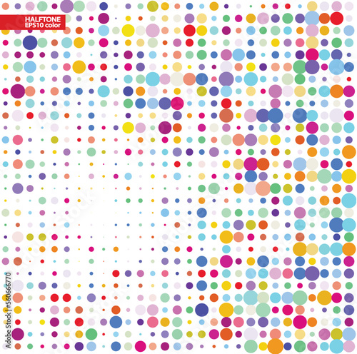 Halftone background from colored isolated dots on white 