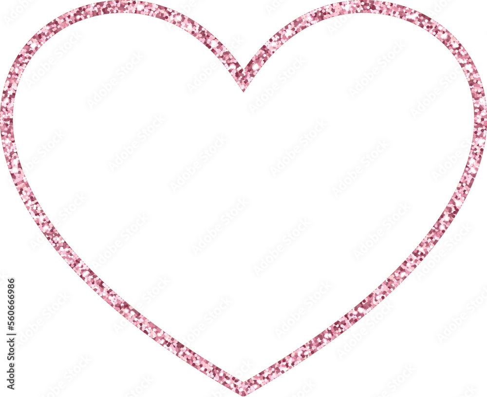 rose gold glitter heart frame , isolated on transparent background ...