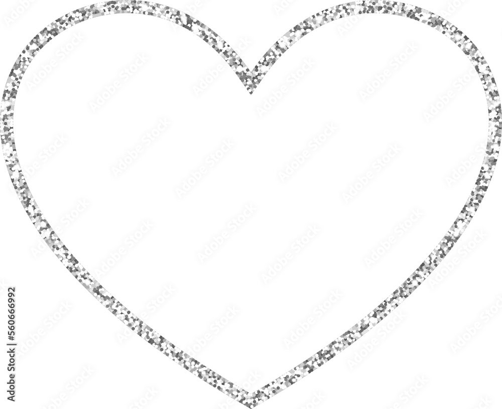 silver glitter heart frame , isolated on transparent background