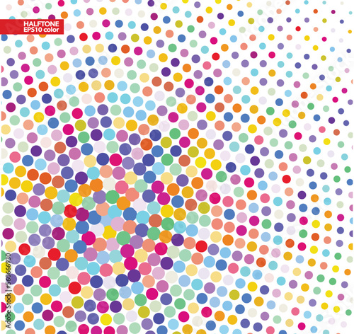 Halftone background from colored isolated dots on white 