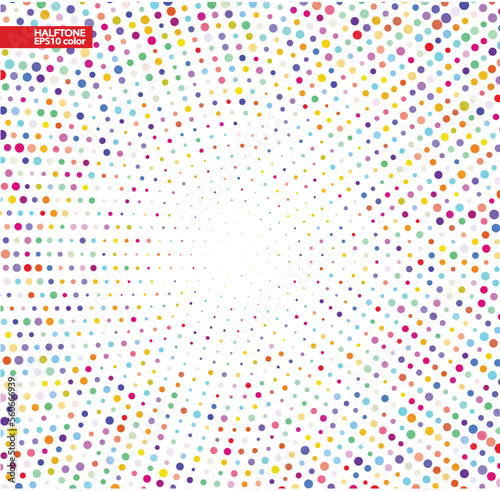 Halftone background from colored isolated dots on white 