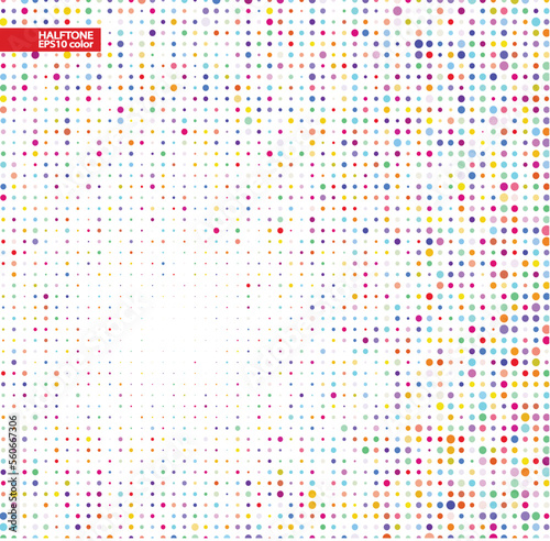 Modern background of colored dots on white for text