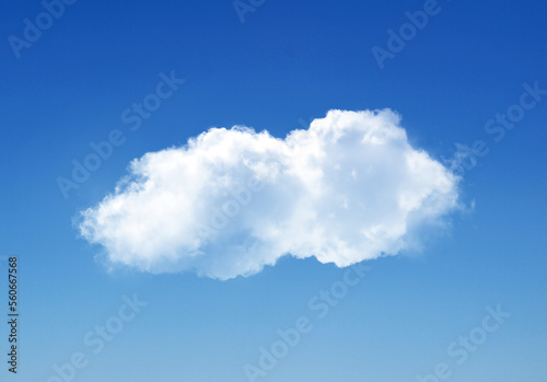 Single cloud isolated over blue sky background. White fluffy cloud photo, beautiful cloud shape. Climate concept © Studio-M