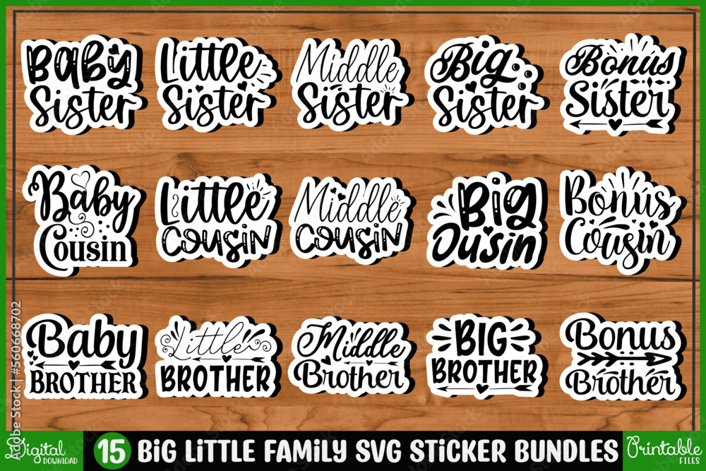Fototapeta premium BIG Little Family SVG Sticker Designs Bundles
