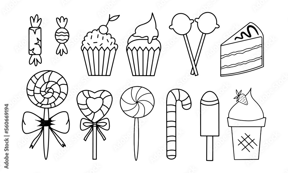 Black and white candies set - hard candy, chocolate bonbons, licorice, marshmallow twists, cake pops, dragee. Assorted sweets. Black and white candies set - hard candy, chocolate bonbons, licorice, marshmallow twists, cake pops, dragee. Assorted sweets.