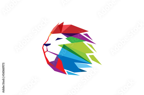 polygonal lion logo vector symbol design icon illustration 