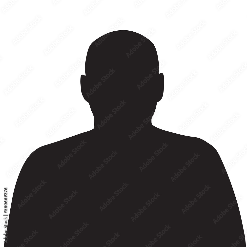 Middle aged man portrait silhouette icon isolated on white background