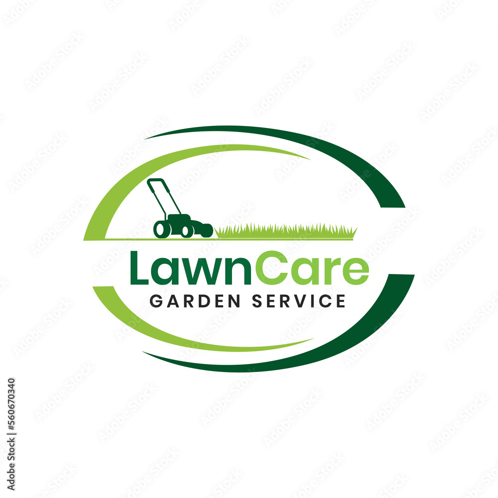 Fototapeta premium Lawn Care Service Logo Design, Lawn mower logo.
