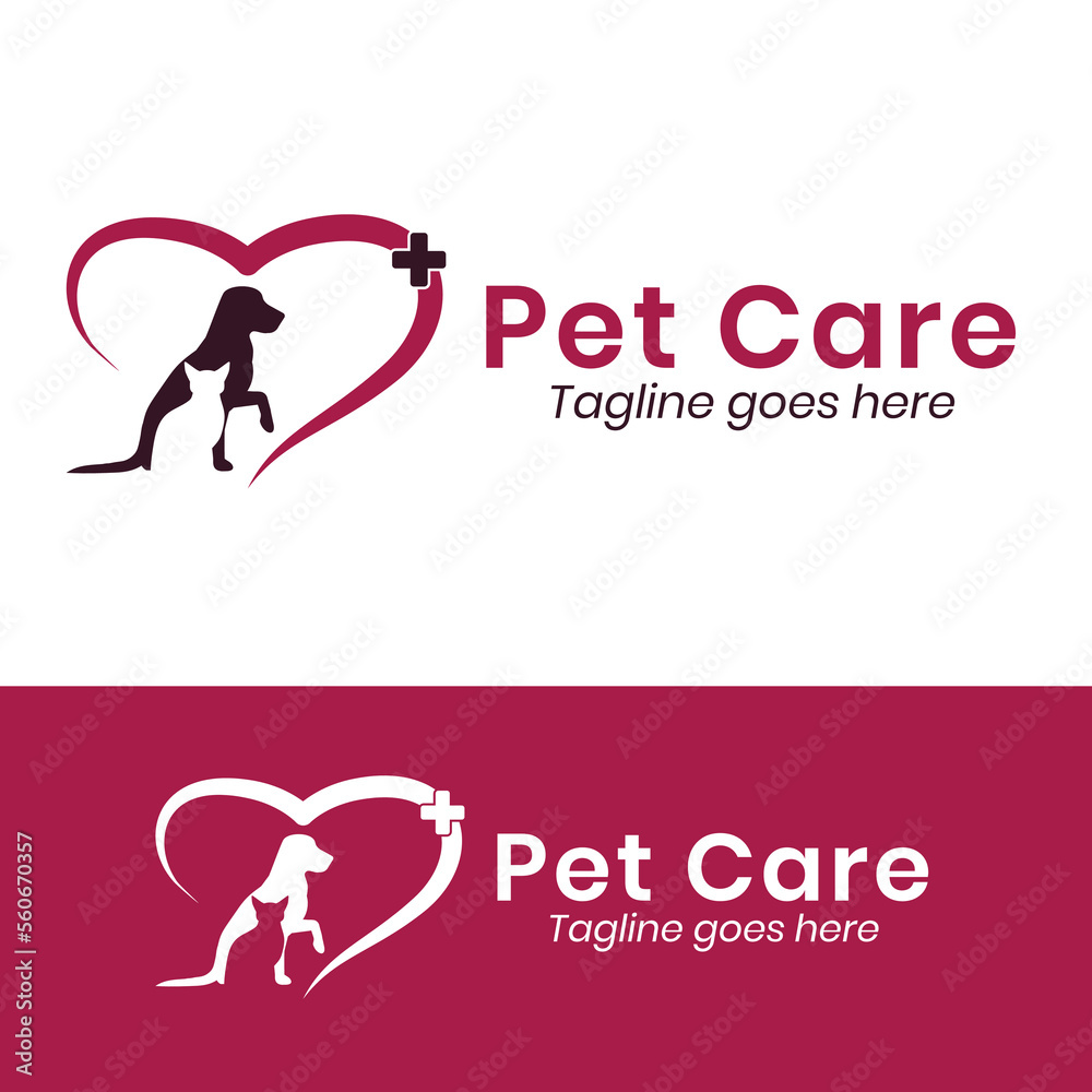 Pet care logo template. Veterinary clinic, hospital logo