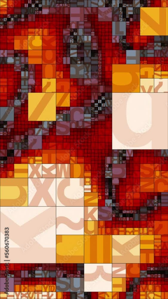 Abstract random text mosaic loop animation. Glitch art, creative coding ...