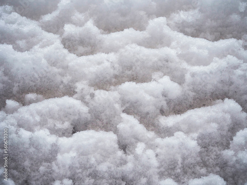 Snow on the car window . Close-up . Snow texture .