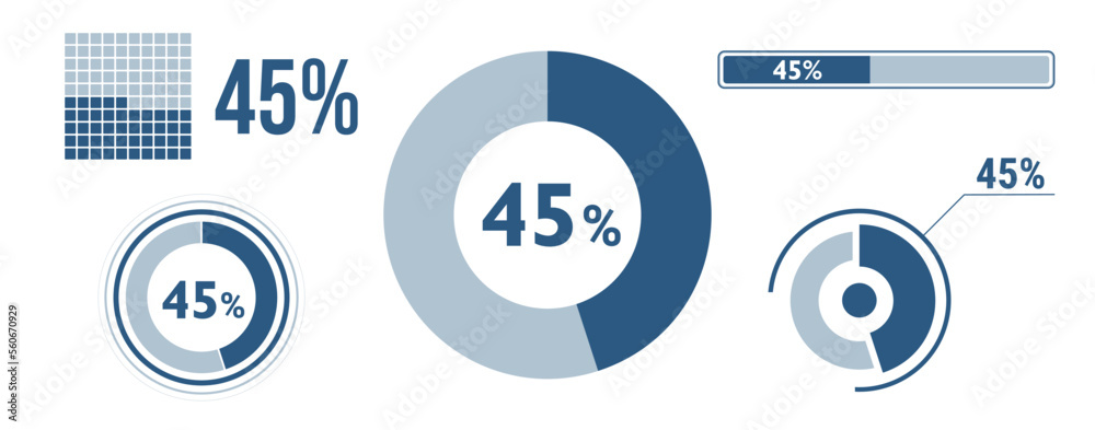 45-percentage-infographic-set-forty-five-circle-diagram-pie-donut