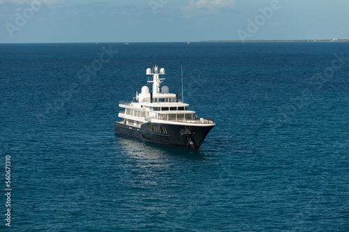 yacht boat in the ocean water. summer vacation on yacht boat. photo of yacht boat trip. © be free