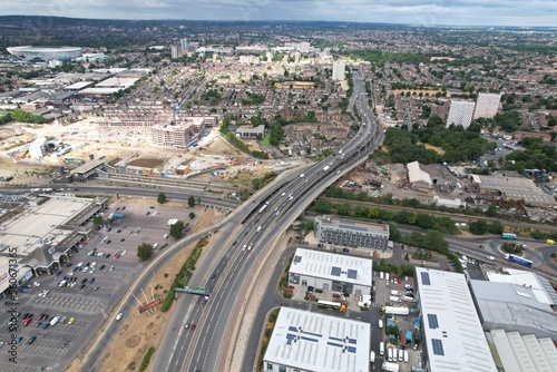 North Circular road A406 Edmonton, Chingford London UK drone aerial view .