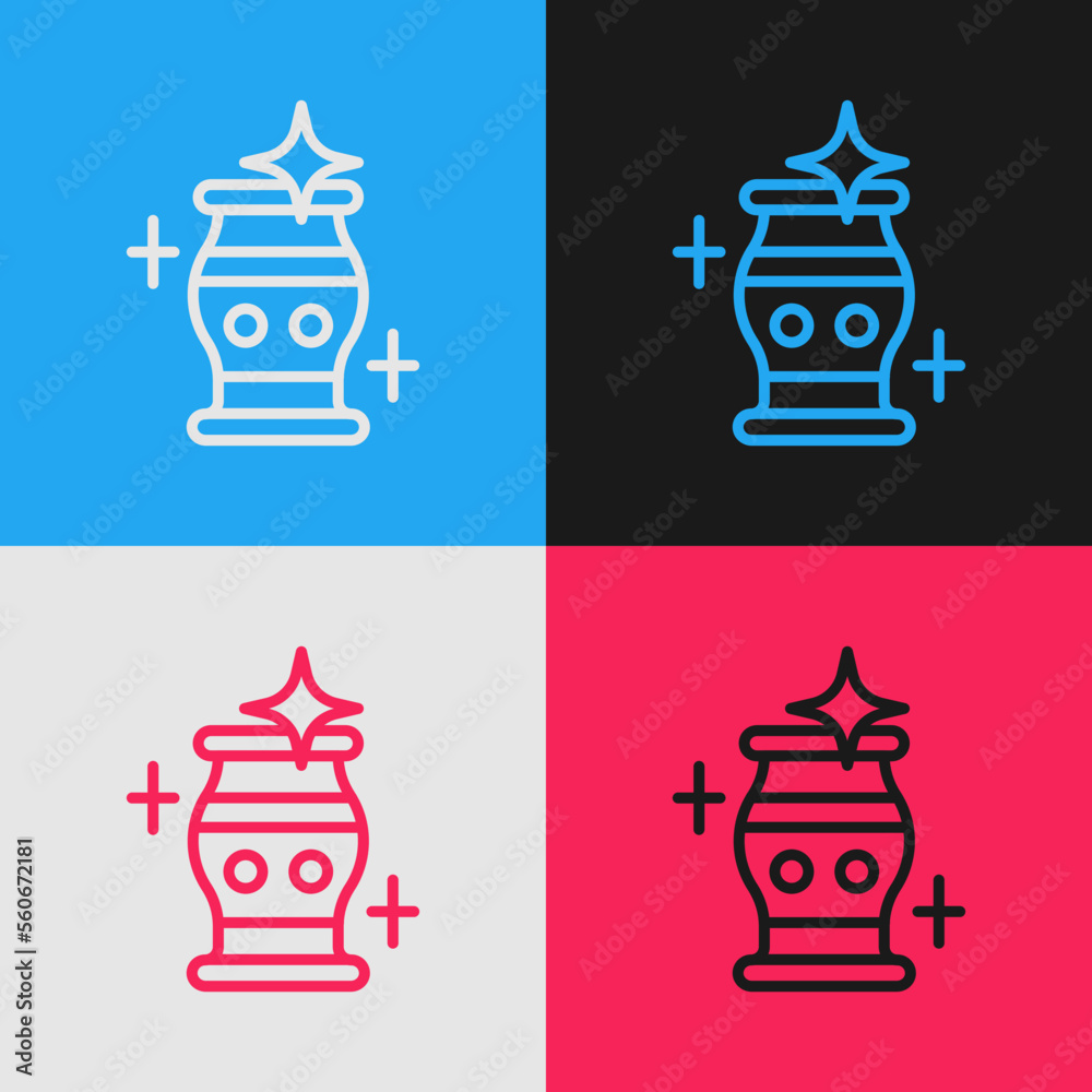 Pop art line Clean vase icon isolated on color background. Vector