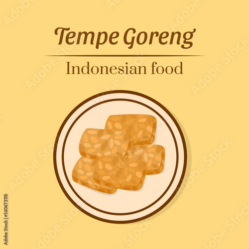 Hand drawn delicious tempe goreng or fried tempe made from soybeans traditional indonesian food snack vector design