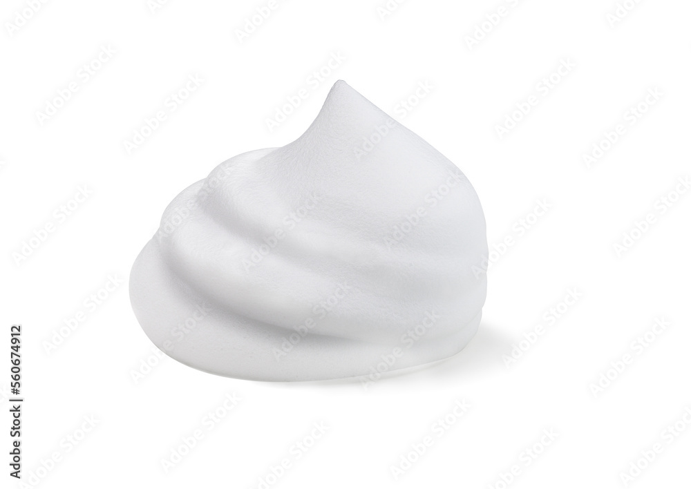 White cosmetic foam mousse, cleanser, shaving foam isolated on a white. - obrazy, fototapety, plakaty 