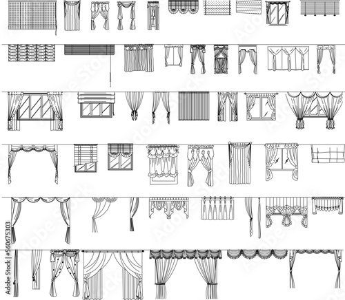sketch vector illustration of curtains for home interior