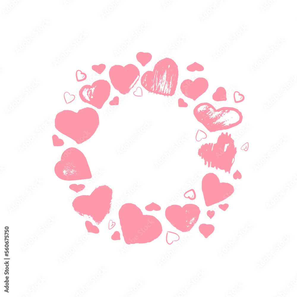 Illustration vector cute drawing heart’s. Frame circle 