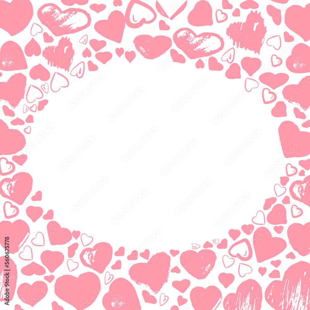 Illustration vector cute drawing heart’s. Frame oval