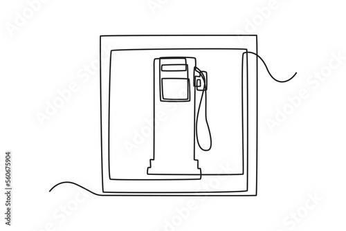 Single one line drawing gas station sign. Traffic signs Concept. Continuous line draw design graphic vector illustration.