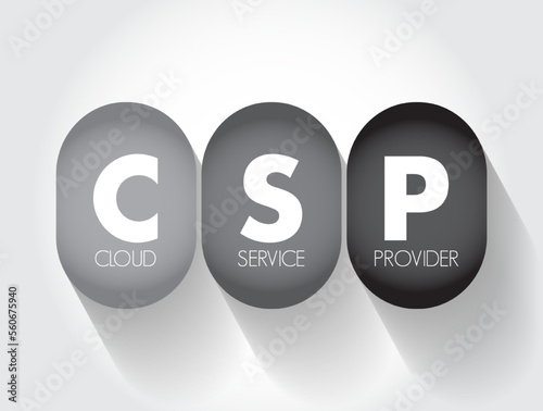 CSP Cloud Service Provider - third-party company offering a cloud-based platform, infrastructure, application and storage services, acronym text concept background
