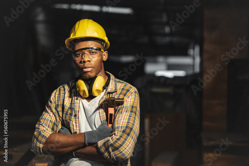 black worker male young confident smart arm crossed for builder handy man professional work