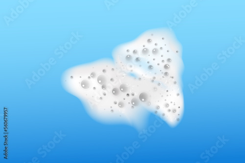 Bath foam isolated on blue background. Shampoo bubbles texture.Sparkling shampoo and bath lather vector illustration.