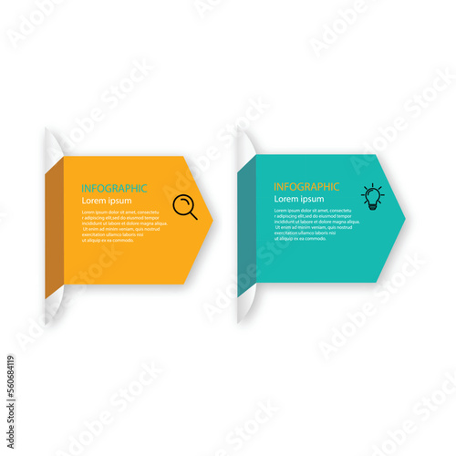 Vector Infographic arrow design with 2 options or steps. Infographics for business concept. Can be used for presentations banner, workflow layout, process diagram, flow chart, info graph